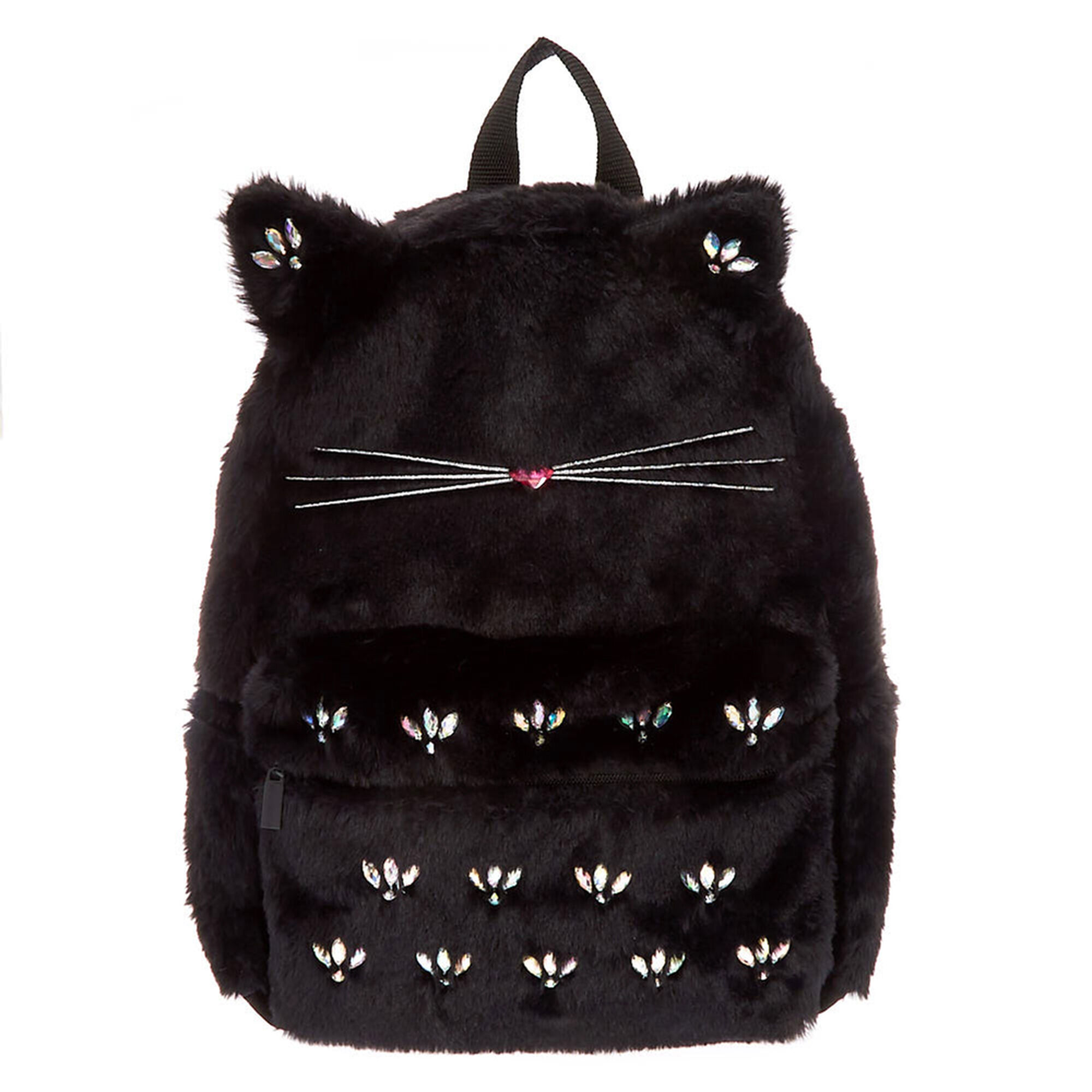 Plush Gem Cat Medium Backpack Black Claire S Us