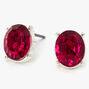 Silver Jewel Stud Earrings - Ruby,