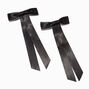 Black Satin Long Tailed Hair Bow Clips - 2 Pack,