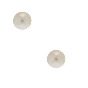 Silver 4MM Pearl Stud Earrings - Ivory,