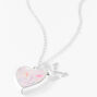 Claire&#39;s Club Glitter Unicorn Initial Locket Necklace - Pink, K,