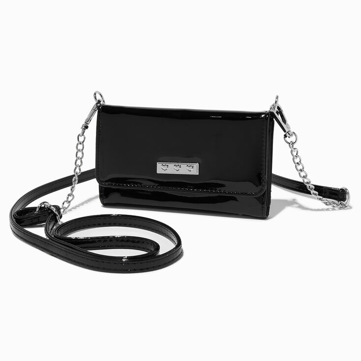 Black Patent Leather Wallet & Chain