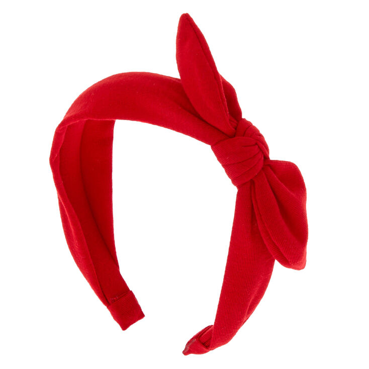Red Jersey Solid Bow Headband,
