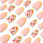 Yellow French Tip Cherry Almond Vegan Faux Nail Set - 24 Pack,