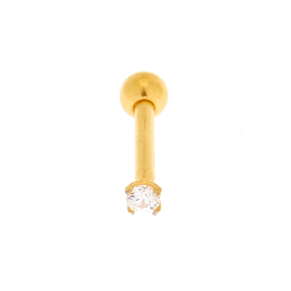 18ct Gold Plated Cubic Zirconia Labret Stud,