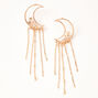 Gold 3.5&quot; Celestial Chain Drop Earrings,