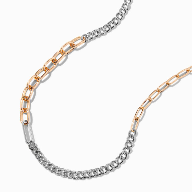 Mixed Metal Mixed Chain Necklace ,