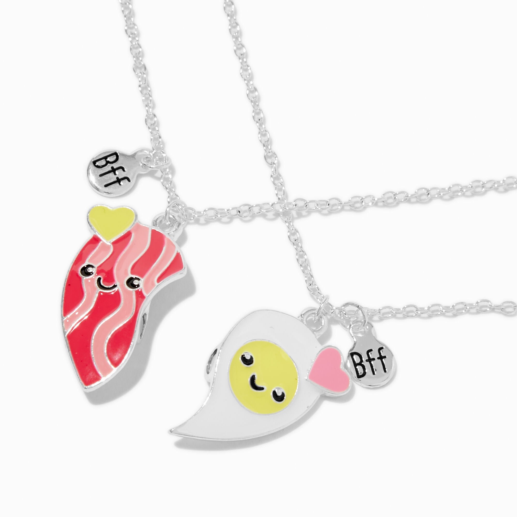 Best Friends Bacon & Eggs Split Heart Necklaces - 2 Pack,