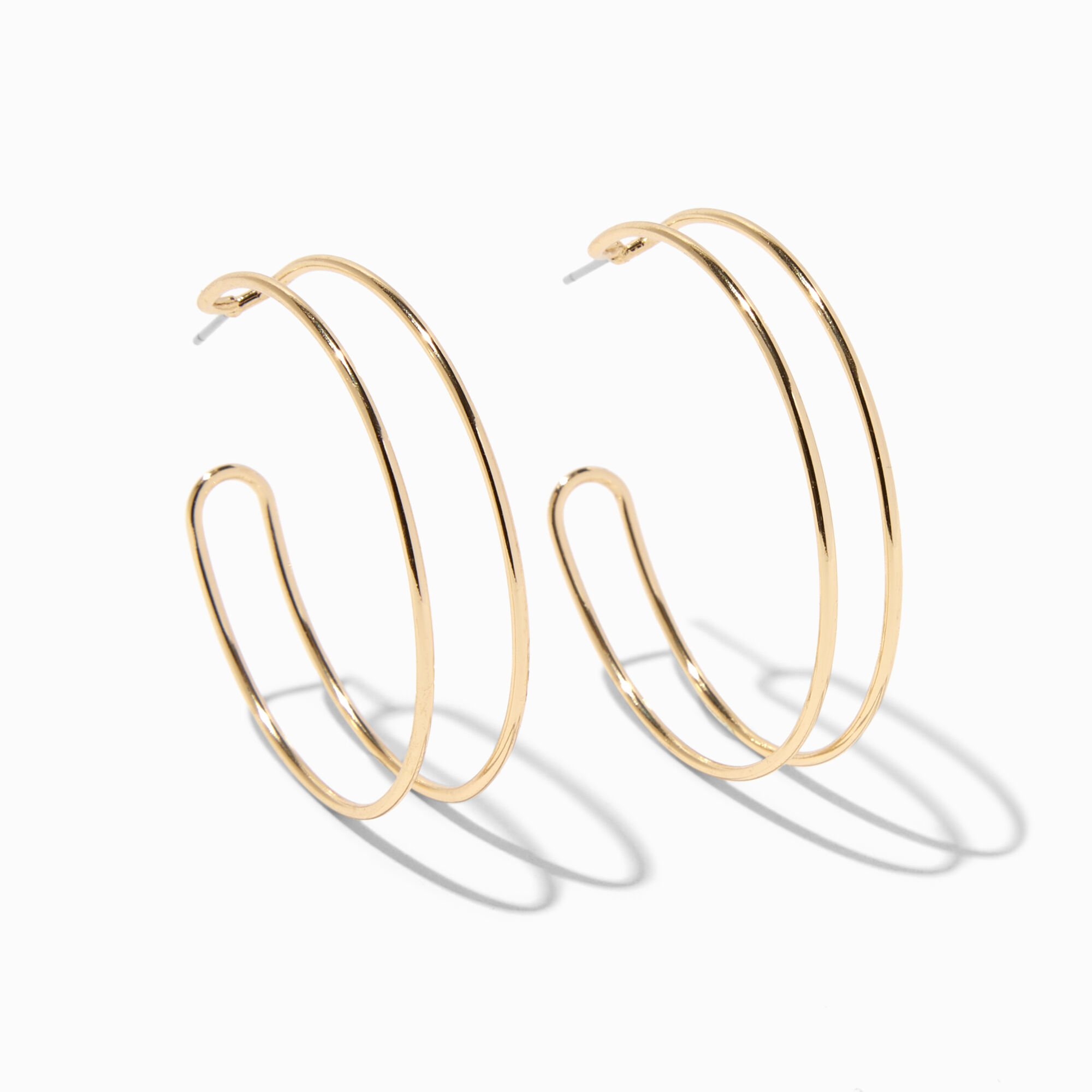 View Claires Tone 40MM Double Hoop Earrings Gold information