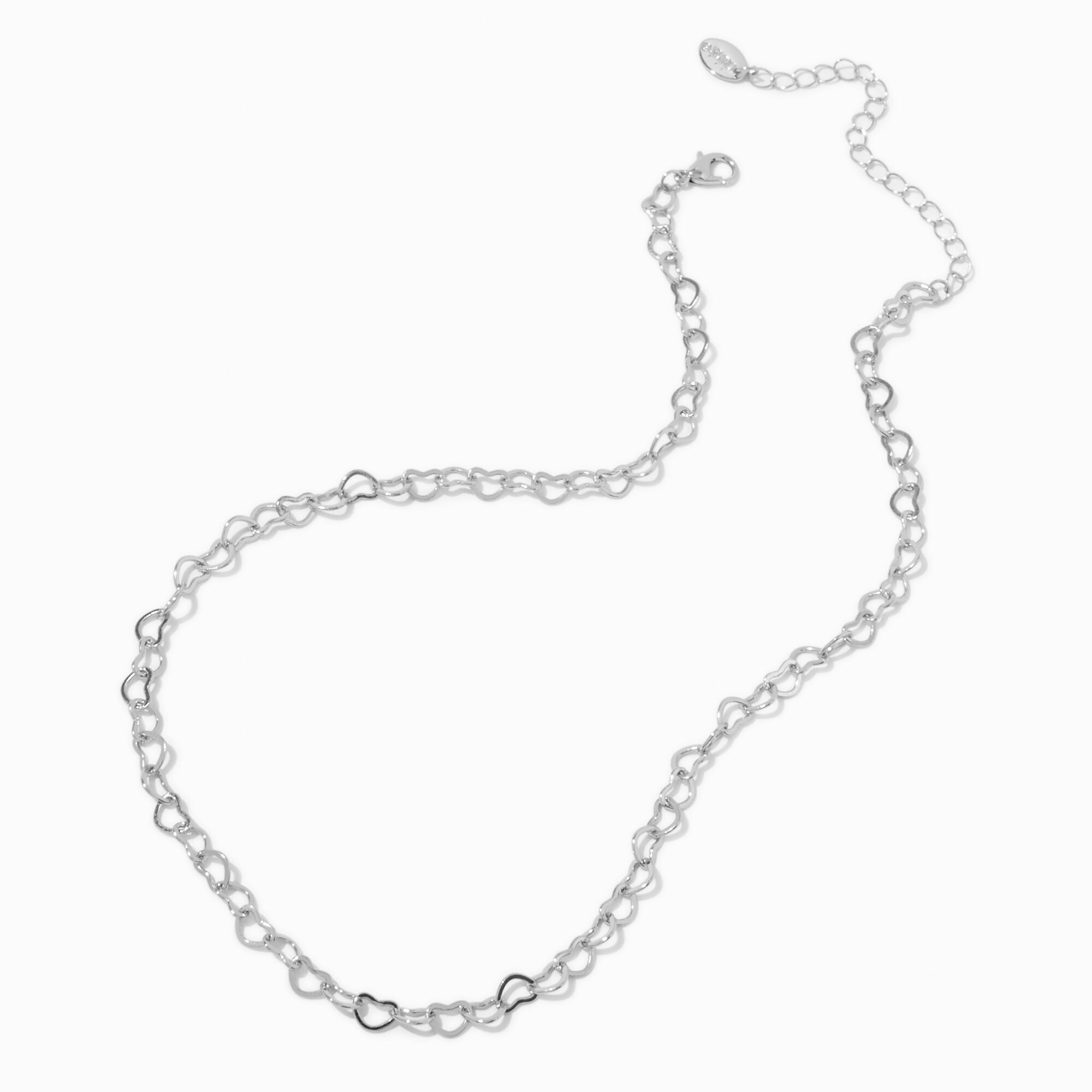 Silver-tone Heart Link Short Chain Necklace,
