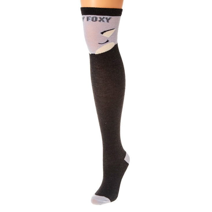 Black &amp; Grey STAY FOXY Tall Socks,