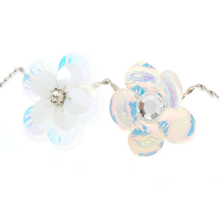 Holographic Mermaid Flower Crown Headwrap - Silver,