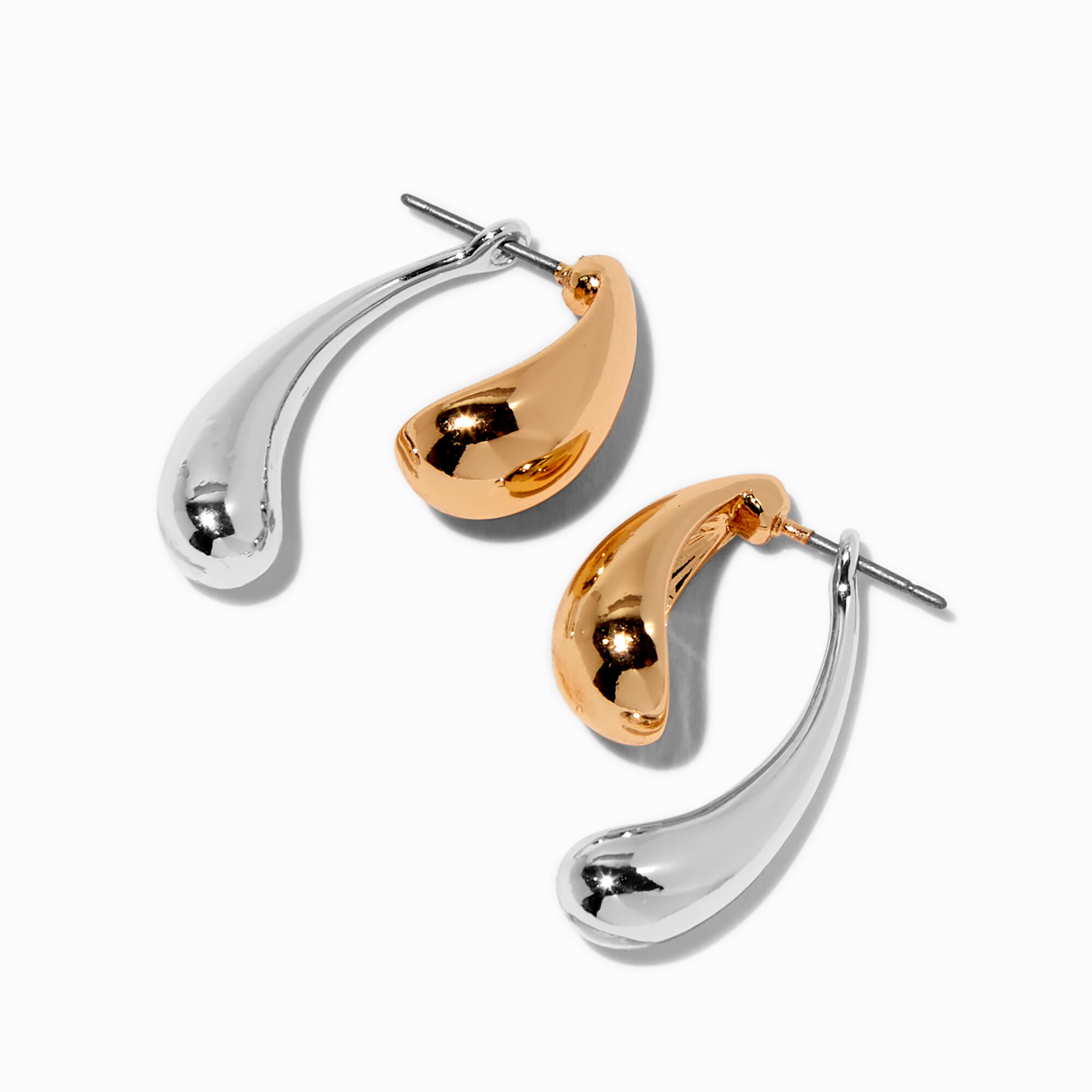 Claire s Mixed Metal Bean Front Back Drop Earrings Connecticut Post Mall