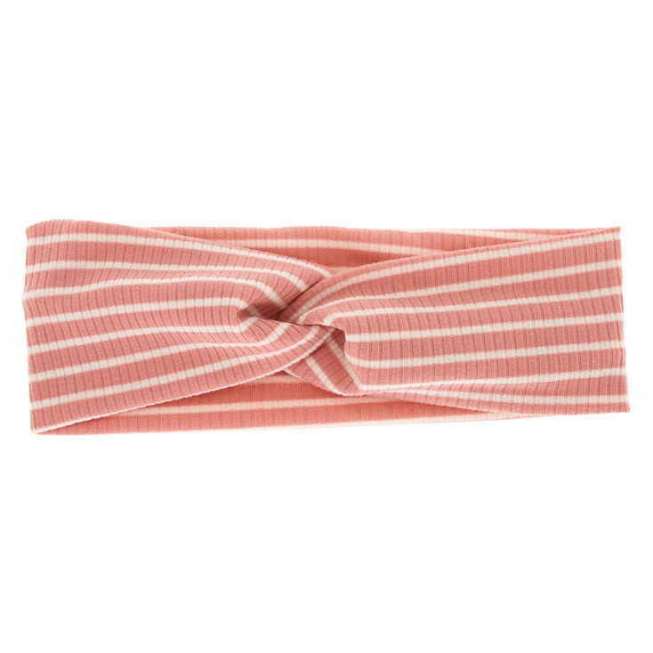 Striped Ribbed Twisted Headwrap - Blush | Claire's US