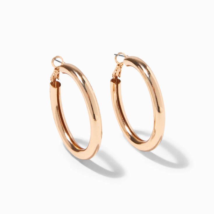 Gold-tone Tube 40mm Hoop Earrings,