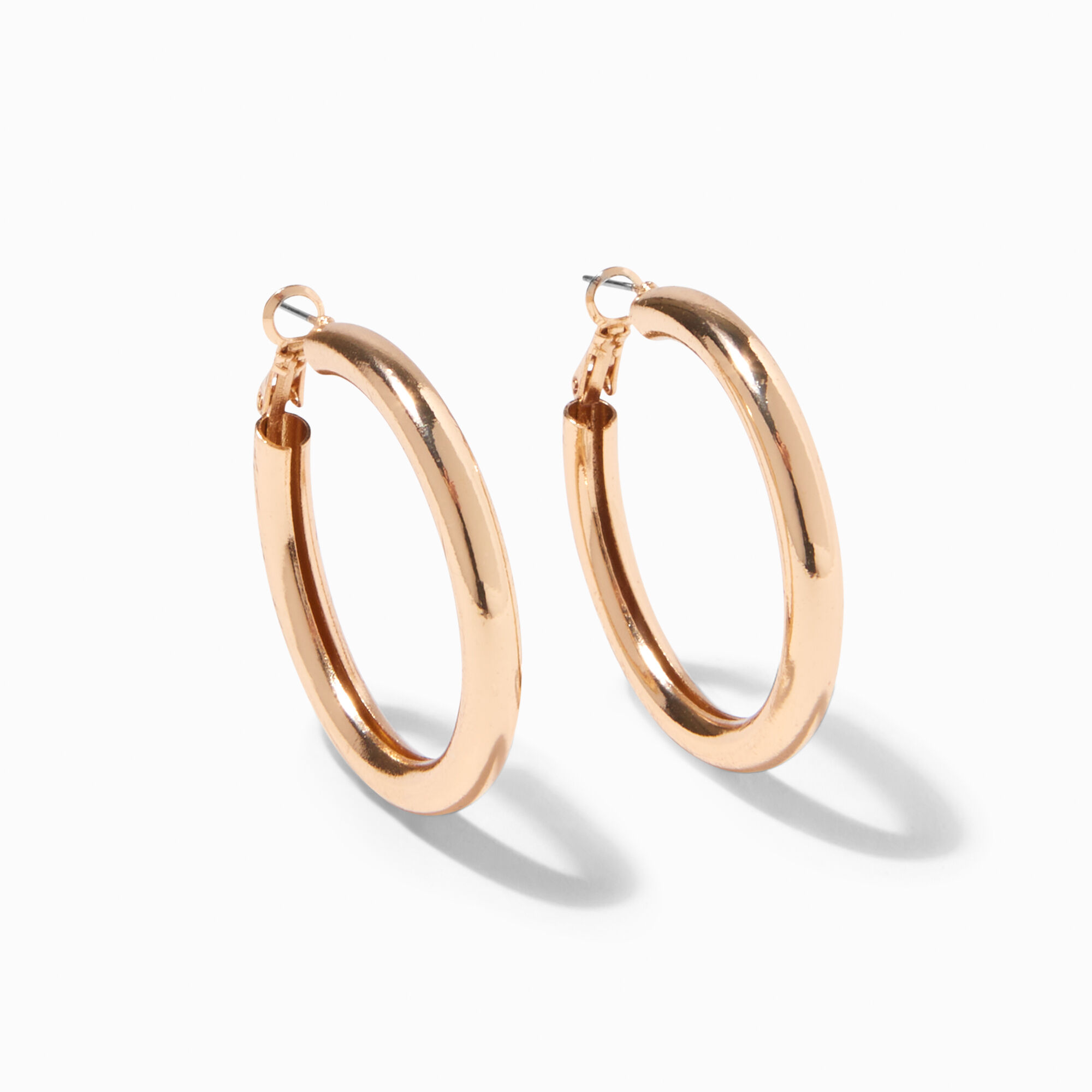 View Claires Tube 40MM Hoop Earrings Gold information