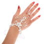 Silver Crochet Flower Hand Chain - White,