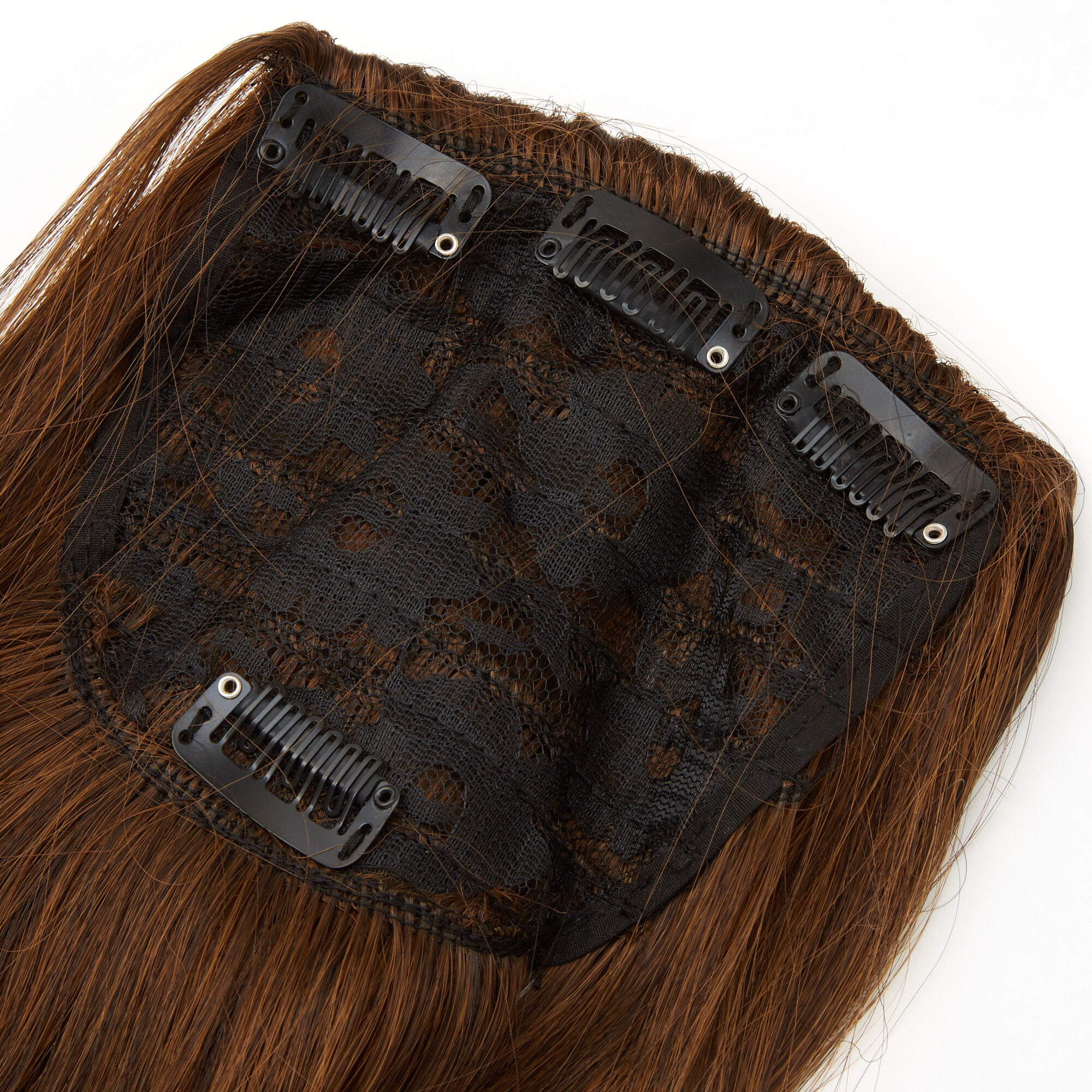 Crown Booster Faux Hair Clip In Extensions - Brown,