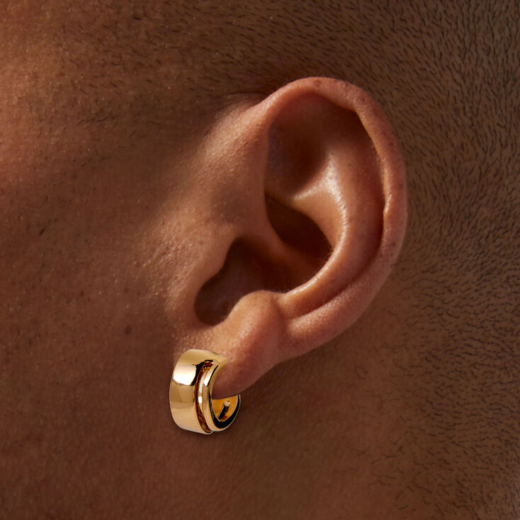 Gold-tone 10mm Wide Hoop Earrings,