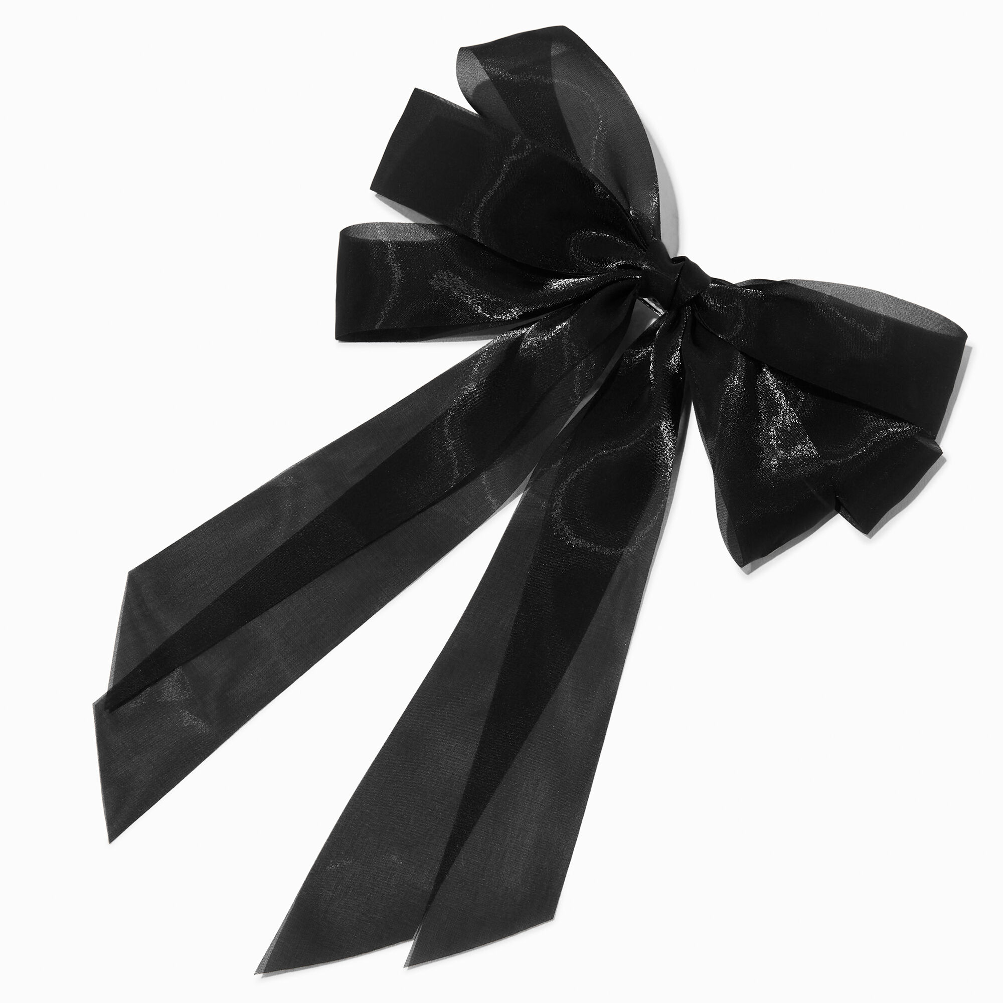 View Claires Pearlized Triple Hair Bow Clip Black information