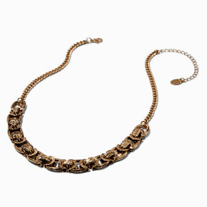 Antiqued Gold-tone Link Chain Necklace ,