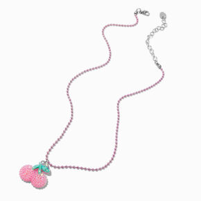 Textured Cherry Pink Beaded Pendant Necklace,
