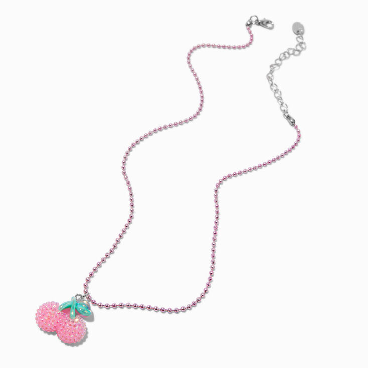 Textured Cherry Pink Beaded Pendant Necklace,