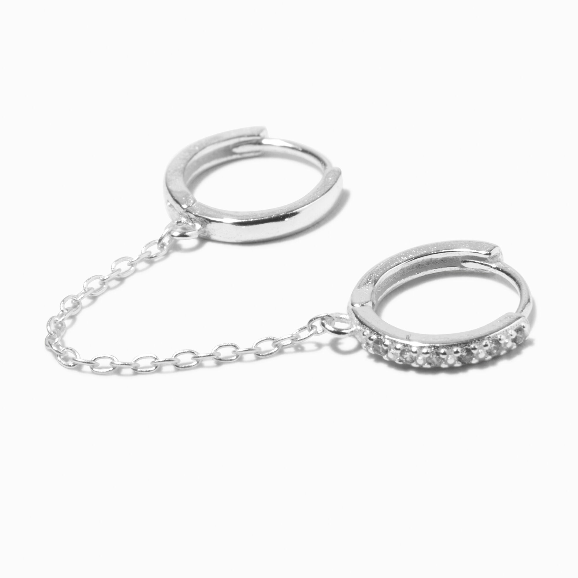 View Claires One 8MM Cubic Zirconia Hoop Connector Earring Silver information