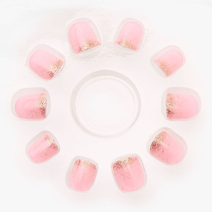 Faux ongles autocollants carr&eacute;s &agrave; paillettes couleur dor&eacute;e Claire&#39;s&nbsp;Club - Rose, lot de 10,