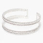 Bracelet manchette ouvert perl&eacute; avec strass couleur argent&eacute;e,