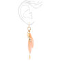 Gold 4&quot; Cowrie &amp; Conch Seashell Feather Drop Earrings - Pink,