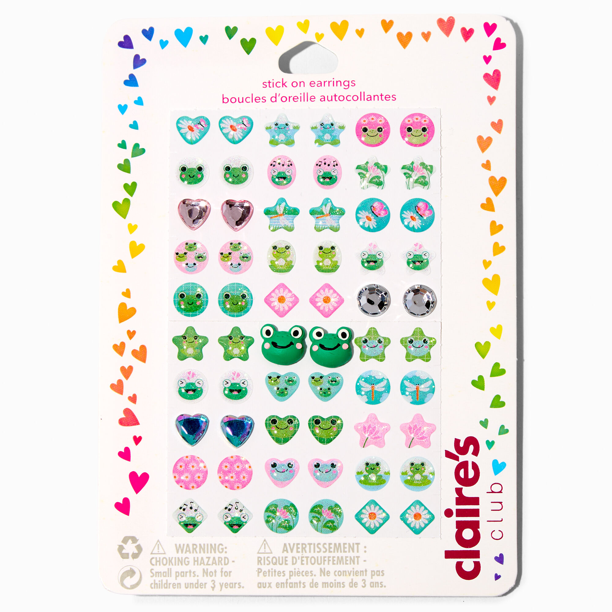 Claire s Club Green Frog Stick On Earrings 30 Pack