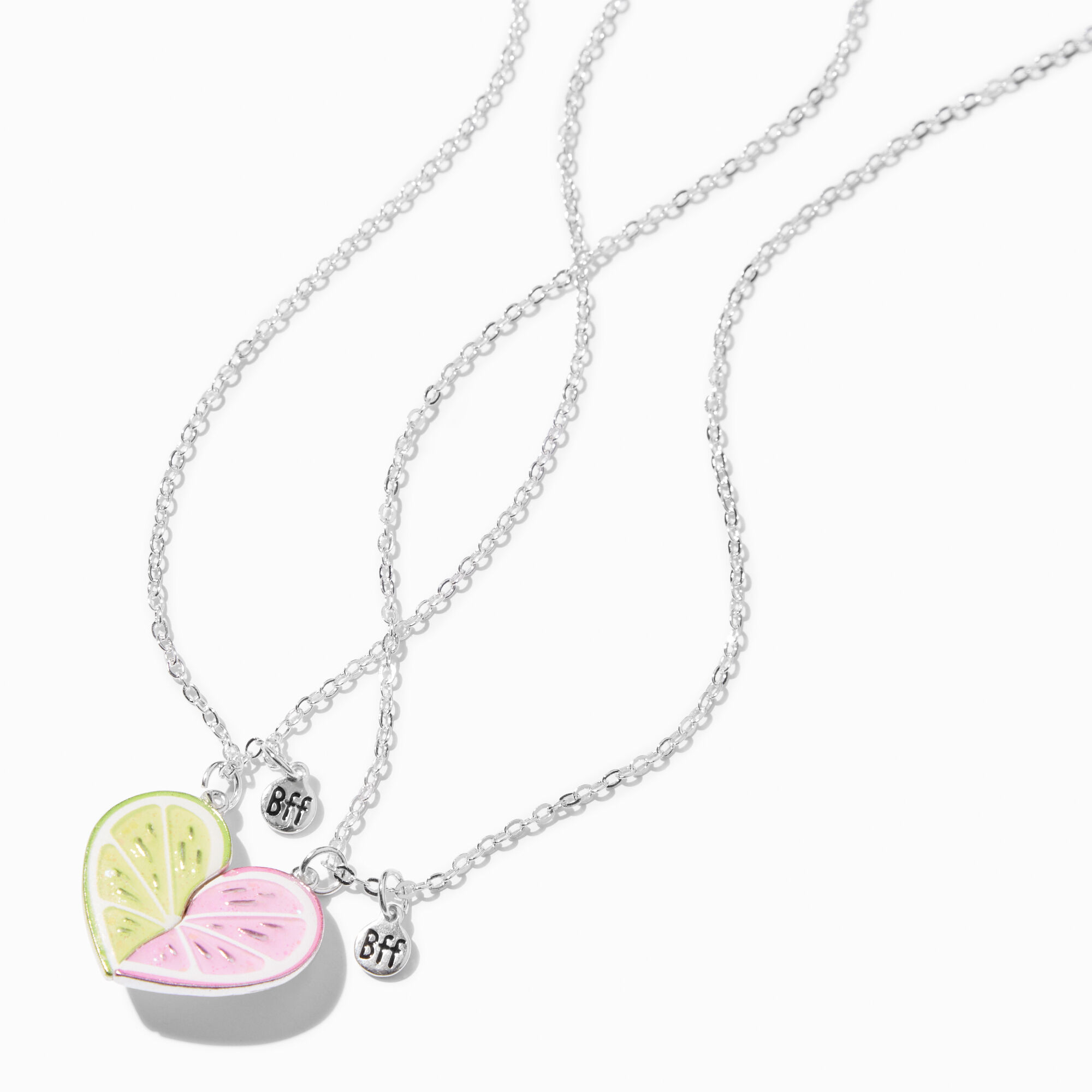 View Claires Best Friends Grapefruit Heart Pendant Necklaces 2 Pack Lime information