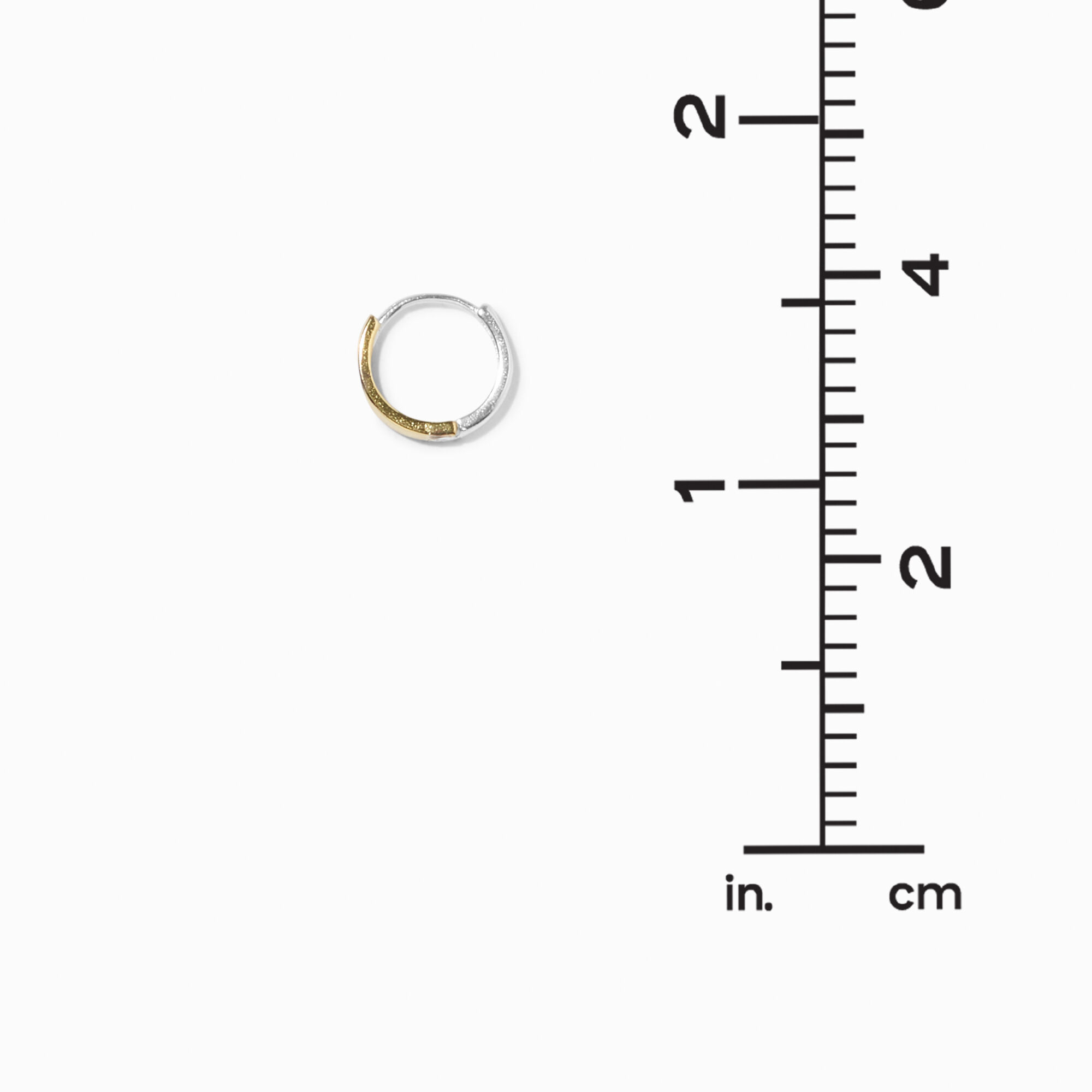 Sterling Silver One 8MM Two-Tone Hoop Earring,