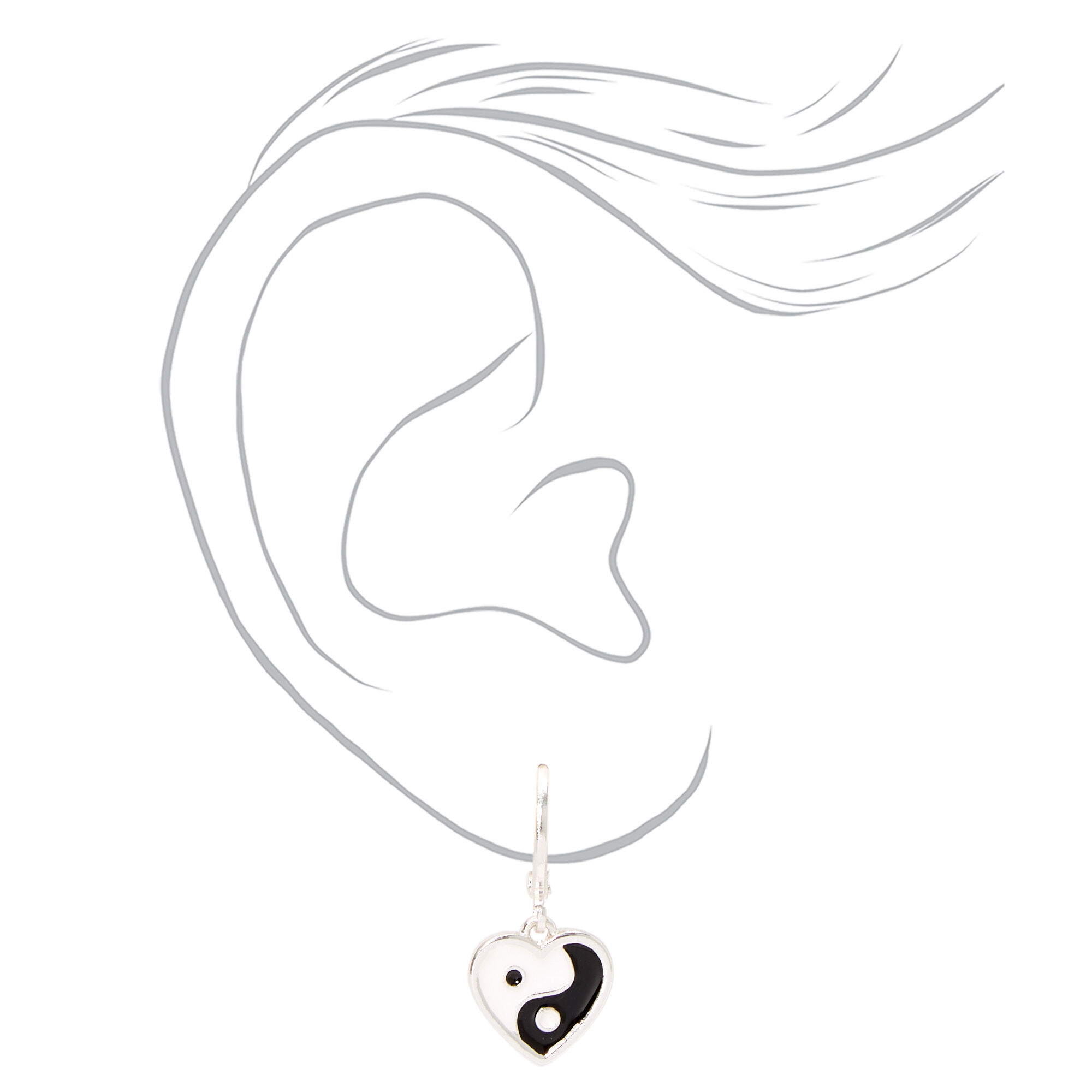 Silver Yin Yang Heart Jewellery Set - 2 Pack,