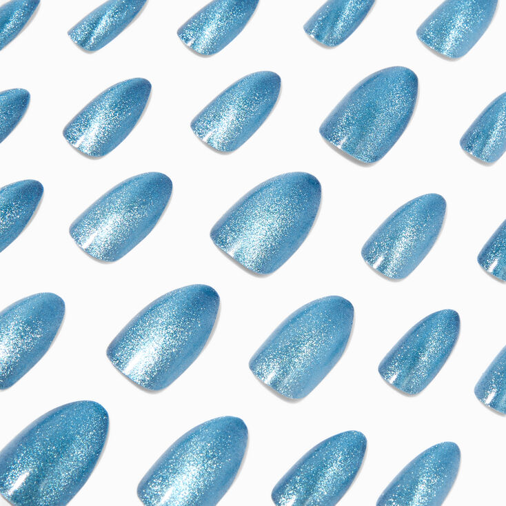 Pale Blue Cat Eye Stiletto Vegan Faux Nail Set - 24 Pack,
