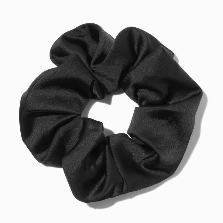 Black Satin Hair Scrunchie,