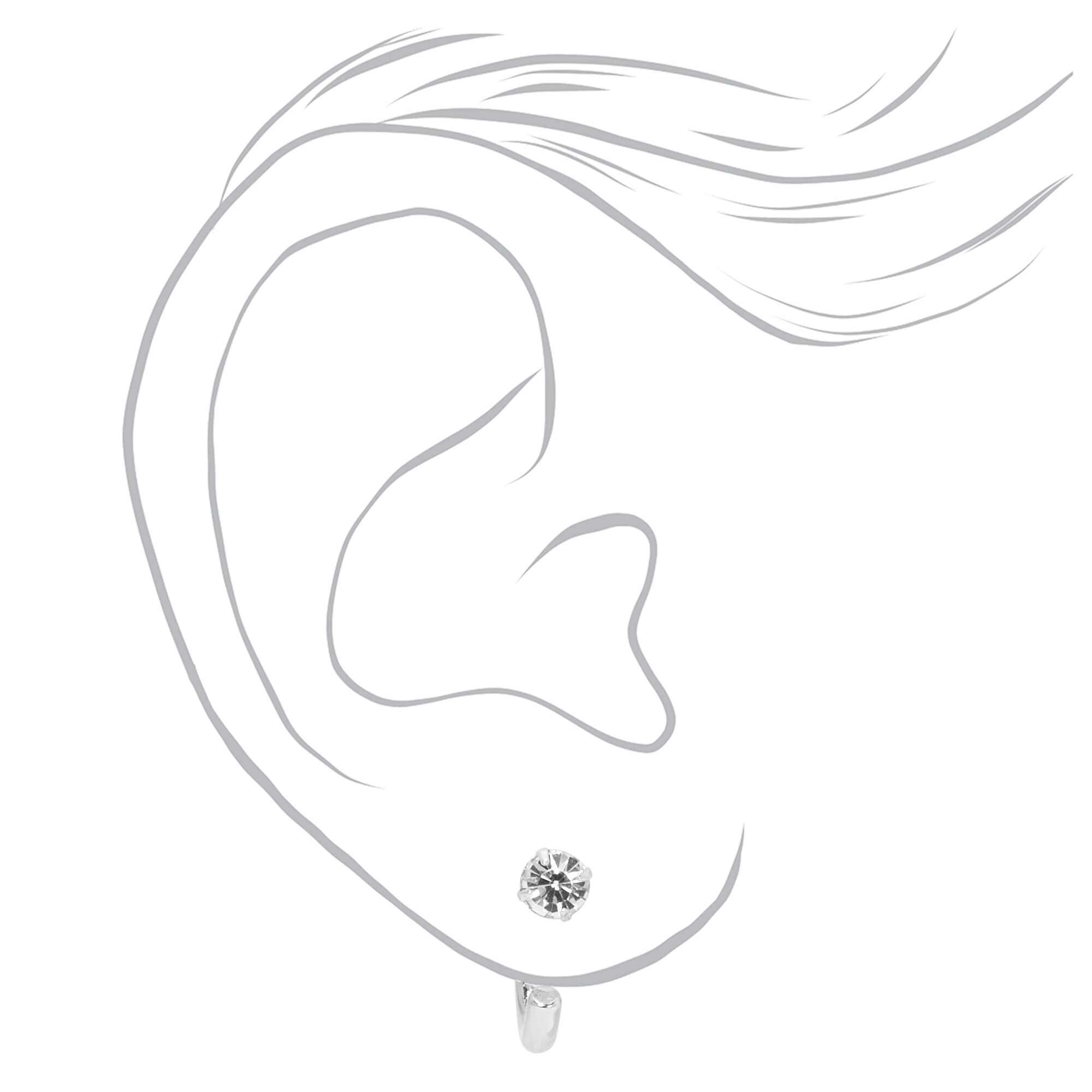 Silver 15MM Front and Back Crystal Tube Hoop Earrings,