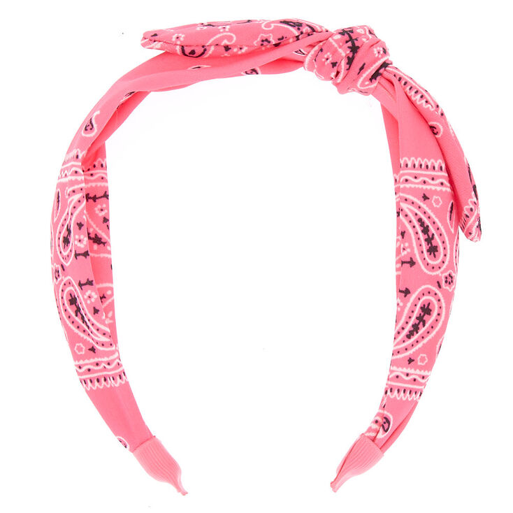 Bandana Twisted Headband - Neon Pink | Claire's US