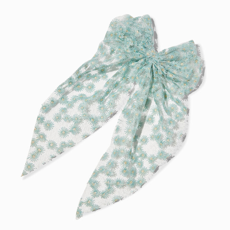 Mint Green Daisy Lace Hair Bow,