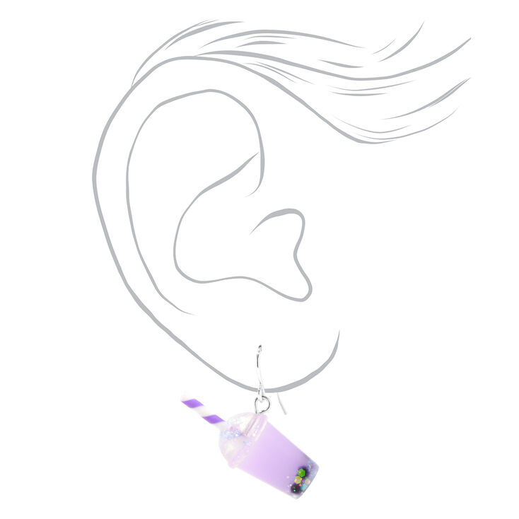 Purple Bubble Tea Drop Earrings,