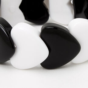 Claire&#39;s Club Black and White Hearts Stretch Bracelet,