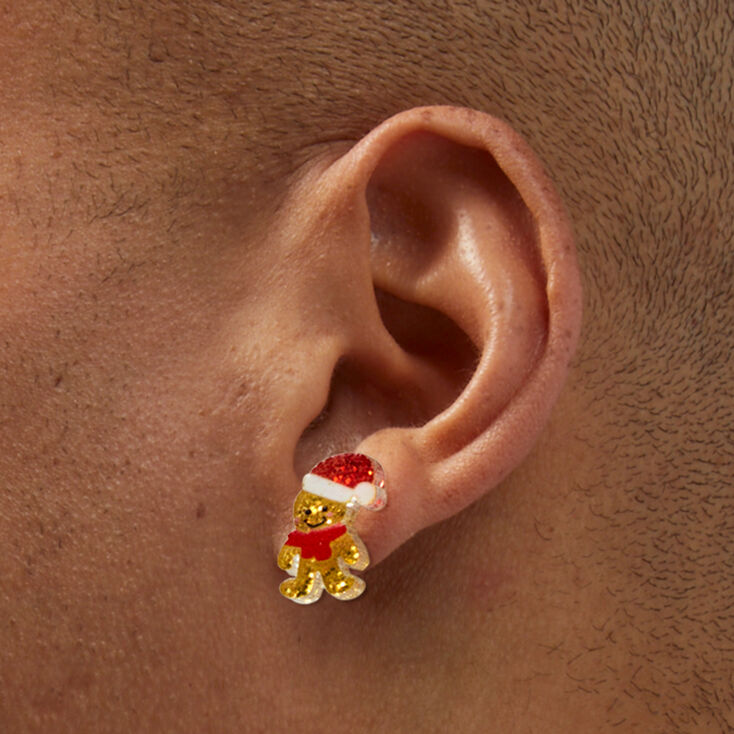 Glittery Christmas Icons Stud Earrings - 6 Pack,