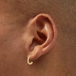 C LUXE by Claire&#39;s Gold-tone Titanium Cubic Zirconia Flat Back Hoop Earrings,