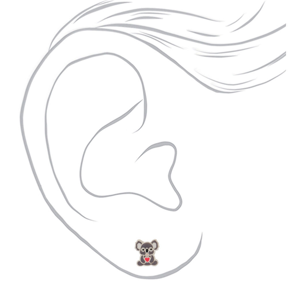 Paire de clous d'oreille koala en argent,