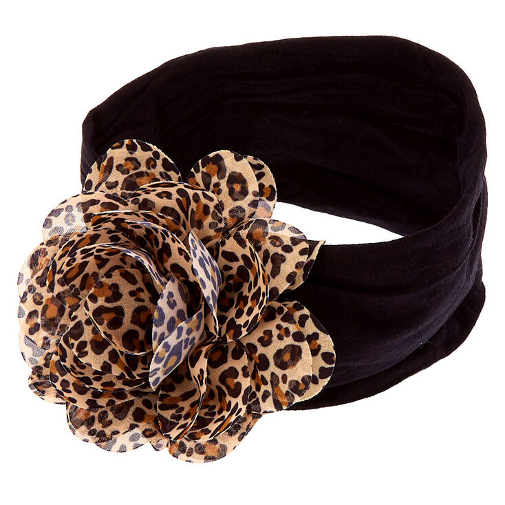 Claire's Bandeau floral noir avec imprimé léopard du Club Claire's