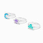 Silver Glow In The Dark Cool Outer Space Rings - 3 Pack,