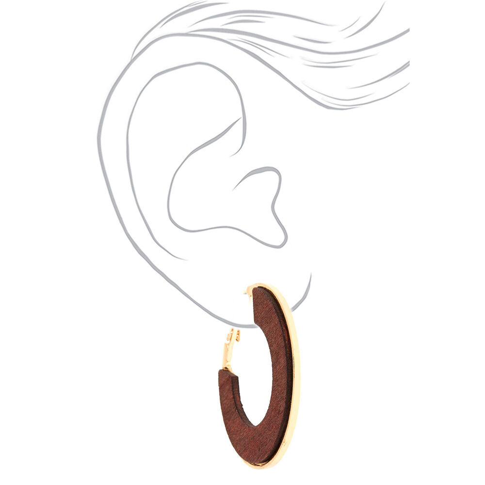 Gold 50MM Wood Hoop Earrings,