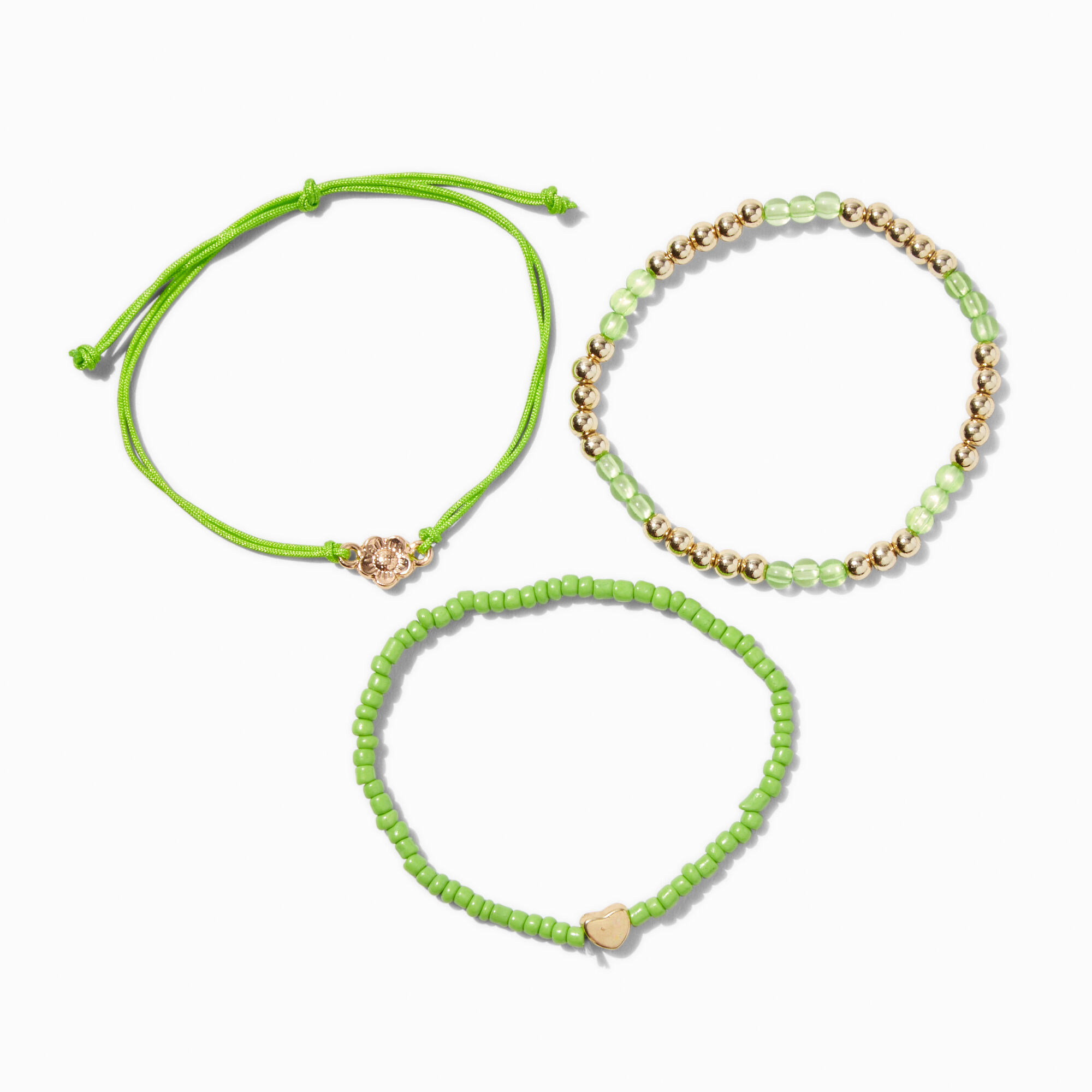 View Claires Lime grow Inspiration Seed Bead Bracelet Set 3 Pack Green information
