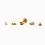 Gold-tone Titanium Cubic Zirconia Changeable 18G Helix Threadless Flat Back Earrings - 5 Pack,